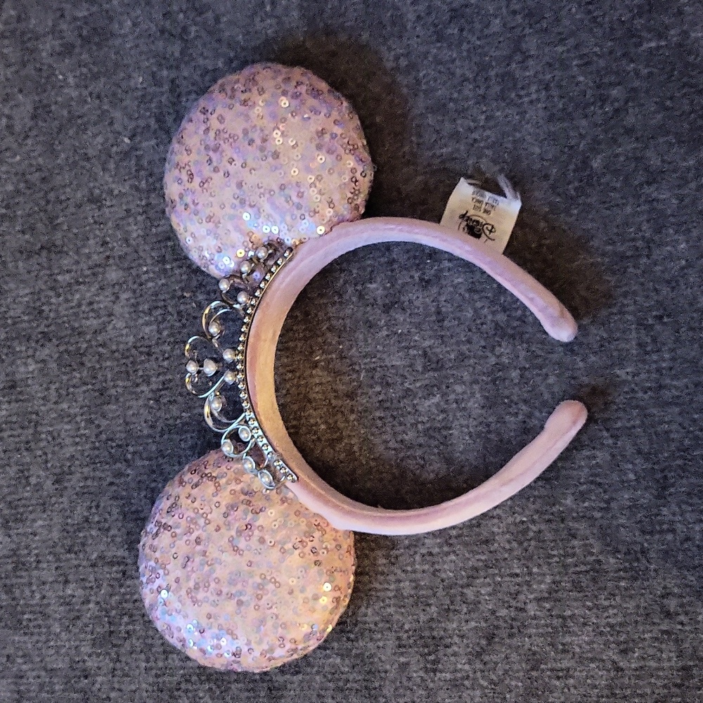 Disney Parks Minnie Mouse Pink Sequin Ears Tiara Princess Crown Rare Peach 2022
